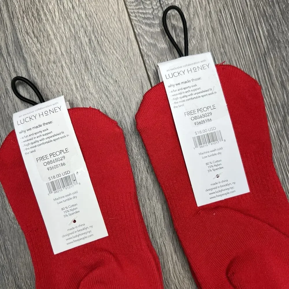 3 Pack Free People Movement Red Ruffle Sport Socks Winterberry $18
